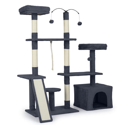 Cat Tree with Rotating Design, Condo & Ramp, Dark Grey