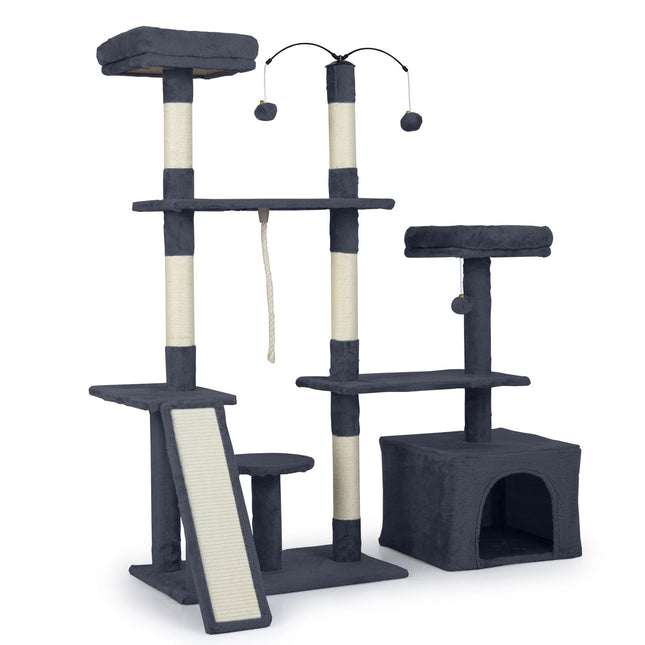 Cat Tree with Rotating Design, Condo & Ramp, Dark Grey