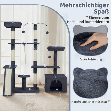 Cat Tree with Rotating Design, Condo & Ramp, Dark Grey