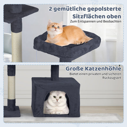 Cat Tree with Rotating Design, Condo & Ramp, Dark Grey