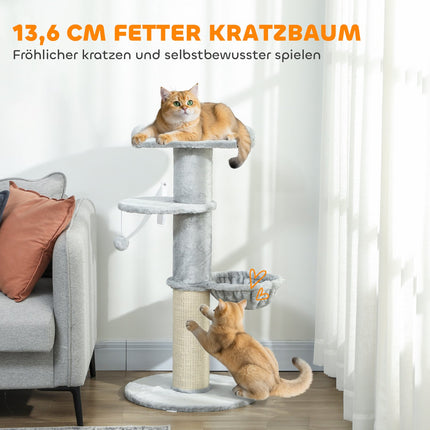 Cat Tree with Sisal Post, Multi-Level, Plush Fabric