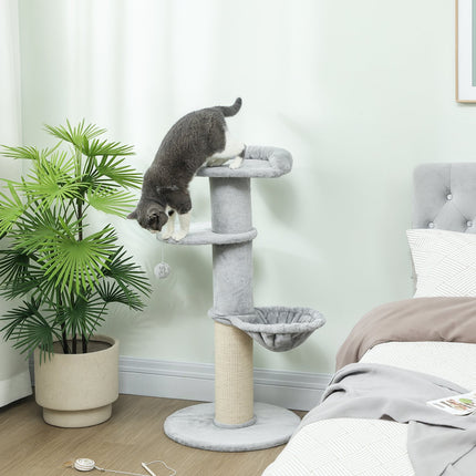 Cat Tree with Sisal Post, Multi-Level, Plush Fabric