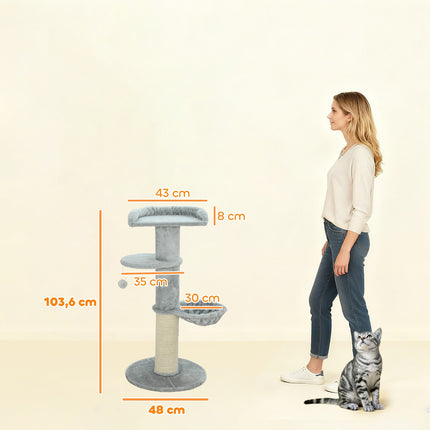 Cat Tree with Sisal Post, Multi-Level, Plush Fabric
