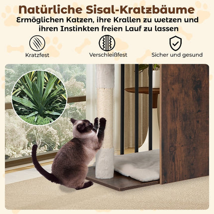 Cat Tree with Sisal Posts, 4 Platforms, Balls, Cushions