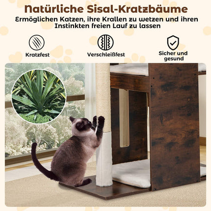 Cat Tree with Sisal Posts & Hanging Balls, 120 cm, Brown