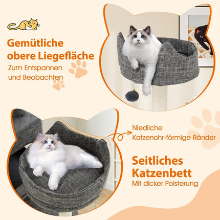 Cat Tree with Sisal Posts, Ladder & 2 Caves, 180 cm Gray