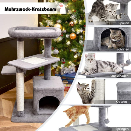 Cat Tree with Sisal Posts, Plush Top Platform, Gray