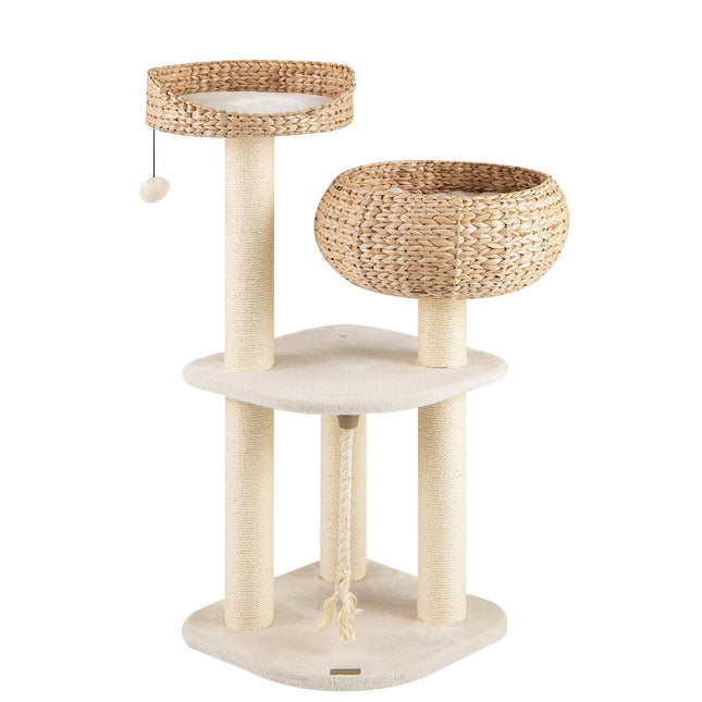 Cat Tree with Sisal Posts and Basket, 104 cm, Beige