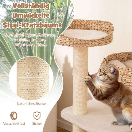Cat Tree with Sisal Posts and Basket, 104 cm, Beige