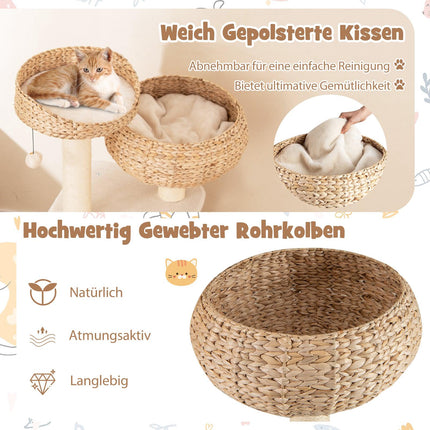 Cat Tree with Sisal Posts and Basket, 104 cm, Beige