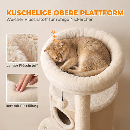 Cat Tree with Sisal Posts and Double Hideaway, Beige