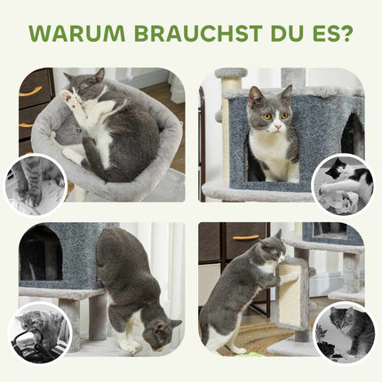 Cat Tree with Sisal Posts and Plush Bed, 104 cm