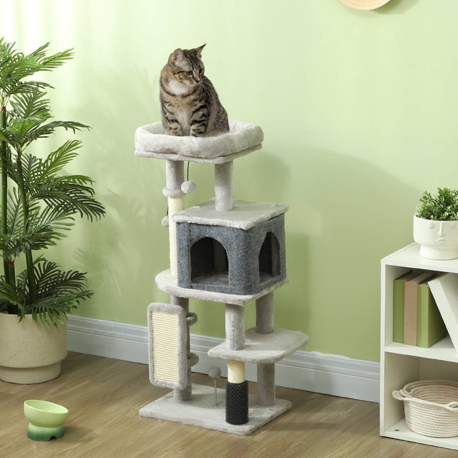 Cat Tree with Sisal Posts and Plush Bed, 104 cm