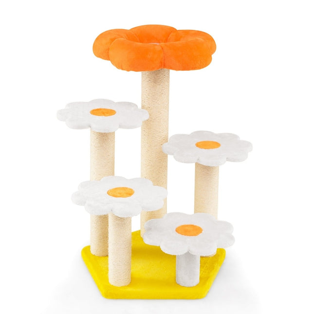 Cat Tree with Sisal Posts and Plush Flower Platforms