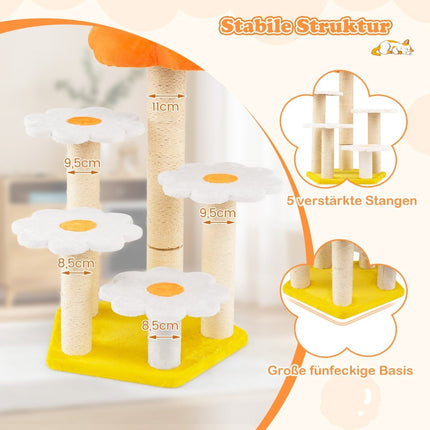 Cat Tree with Sisal Posts and Plush Flower Platforms