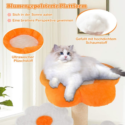 Cat Tree with Sisal Posts and Plush Flower Platforms