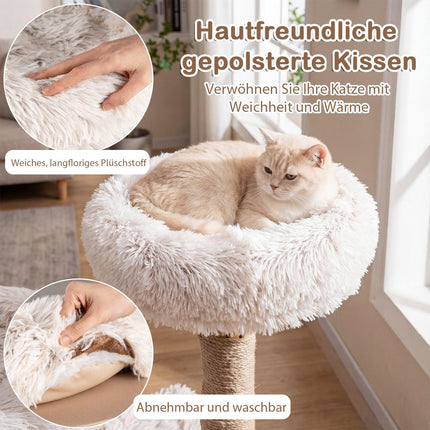 Cat Tree with Solid Wood & Jute Scratching Posts, 101 cm