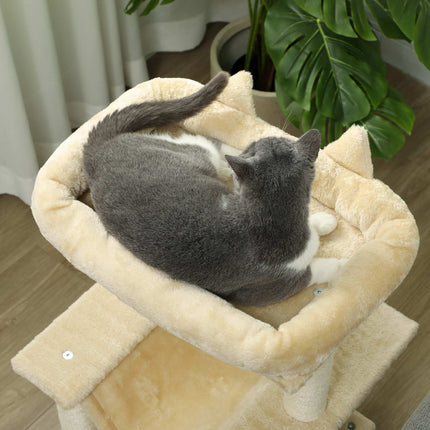 Cat Tree with Toys, Hammock & Perch, 48 x 48 x 90 cm, Cream