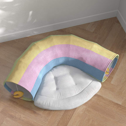 Foldable cat tunnel with cushion - durable polyester toy