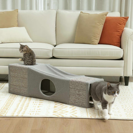 Cat Tunnel with Two Hideouts & Sisal Scratching Areas