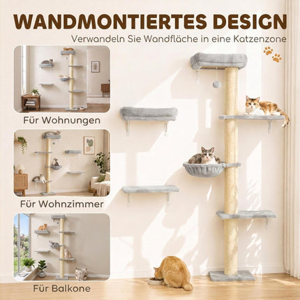Cat Wall Climbing Set with Hammock and Platforms