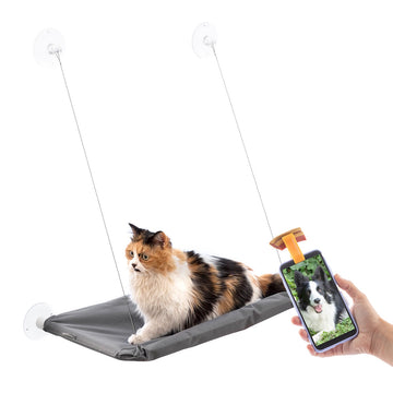 Cat Window Hammock with Suction Pads by InnovaGoods, Pet Selfie Clip, Grey