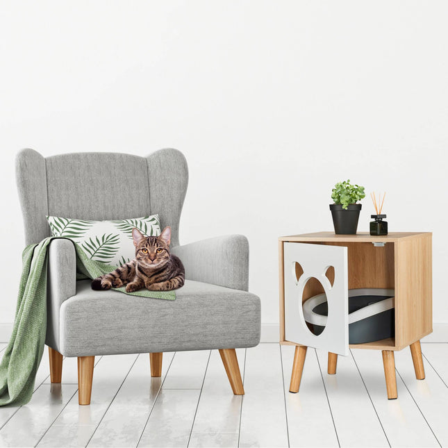 Cat cabinet with hinged door