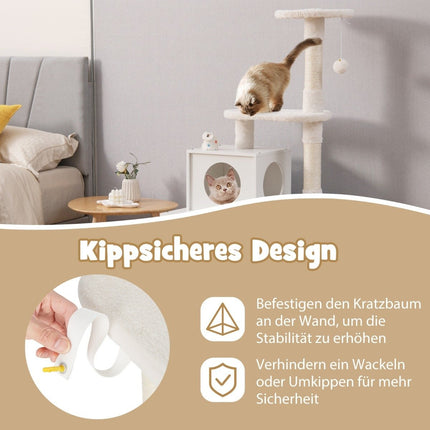 Cat cabinet with scratching post & sisal scratching post housing for cat toilets cat furniture white