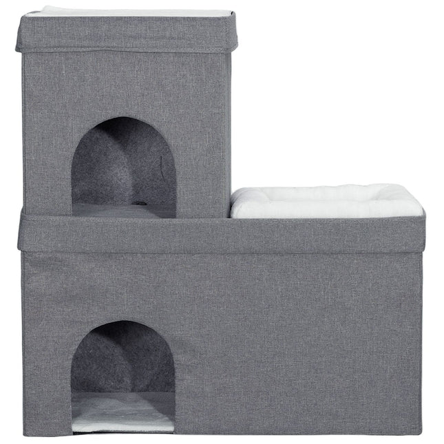 Cat house with pillow - 3 levels, grey, up to 5 kg