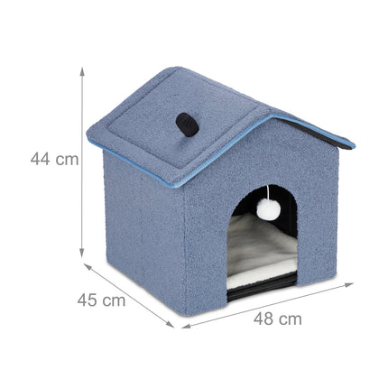 Cat cave in blue