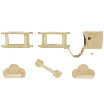Cat Climbing Wall Set, 5-piece, plush, for cats up to 5 kg
