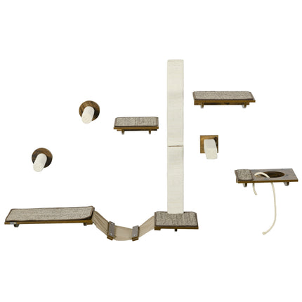 Cat Wall Climbing Set, 8 Piece Furniture with Sisal Scratcher