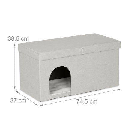 Cat hide in beige with lid