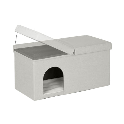 Cat hide in beige with lid