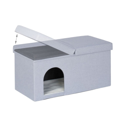 Cat hide in gray with lid