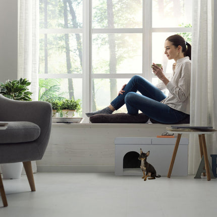 Cat hide in gray with lid
