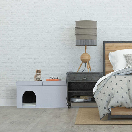 Cat hide in gray with lid