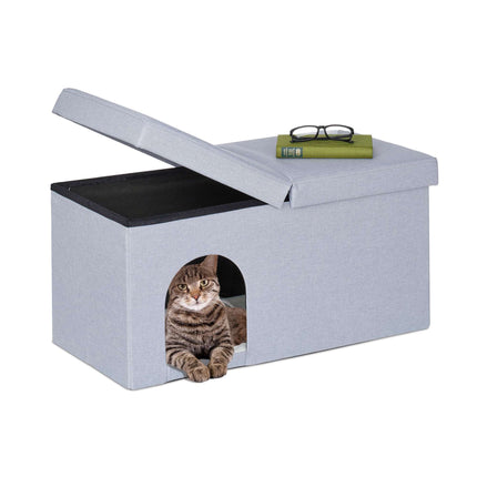 Cat hide in gray with lid