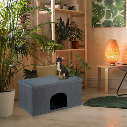 Cat hide with seat cushion in grey