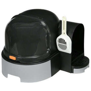 Gray Cat House: Toilet with hood and double trays, fits up to 4 kg
