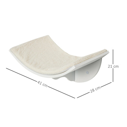 Wall-mounted cat bed with plush pillow, white