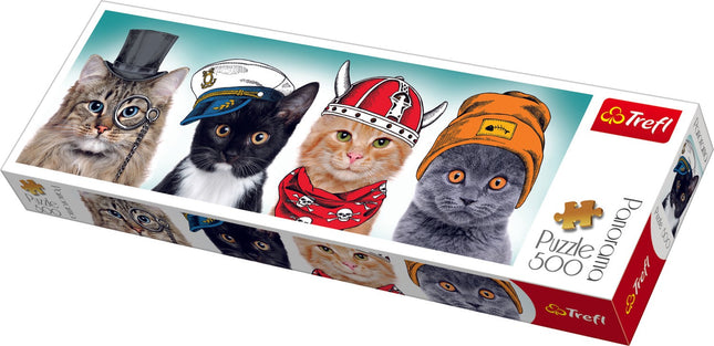 Cats Panoramic Puzzle, 500 Pieces, Fun Family Activity