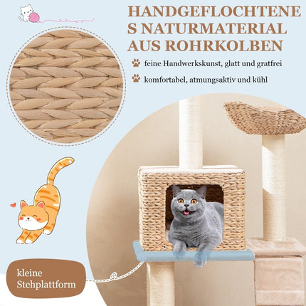 Cattail cat tree cat tree with sisal posts & seat & cat house & ladder cat tower