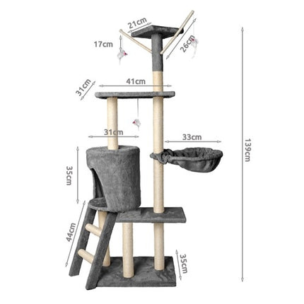 Cat tree 138 cm, gray