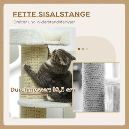 Cat Tree with Bed, 91cm, Lambswool, Cream