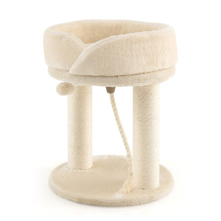 Cat tree cat scratching post with soft seat sisal tower for cats beige