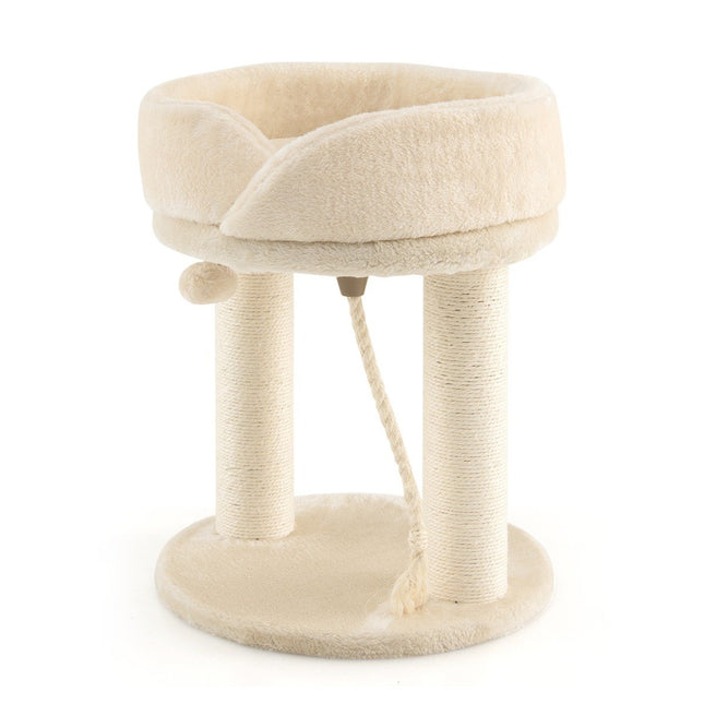 Cat tree cat scratching post with soft seat sisal tower for cats beige