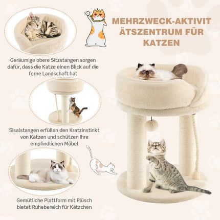 Cat tree cat scratching post with soft seat sisal tower for cats beige