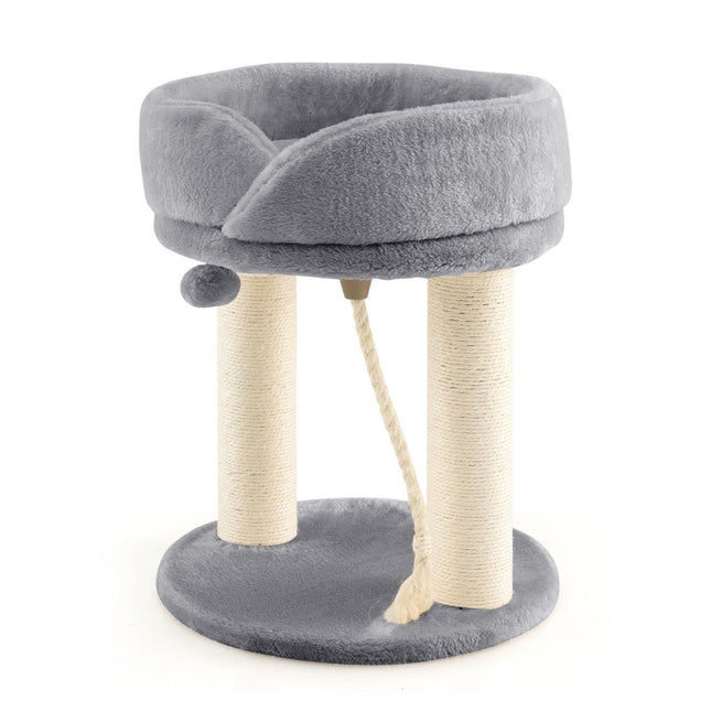 Cat tree cat scratching post with soft seat sisal tower for cats gray