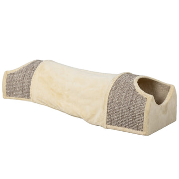 Foldable cat tunnel - 2 houses, 3 openings, beige